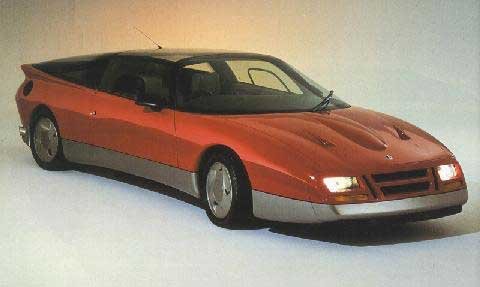 Saab tanulmányautó Frankfurtban 5 Az 1985-ös EV1 volt a Saab második tanulmányautója. Teteje a 9X-hez hasonlóan üvegből van