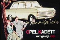 Opel Kadett hirdetés a 60-as évek elejéről. Opel Kadett, röviden: O.K.