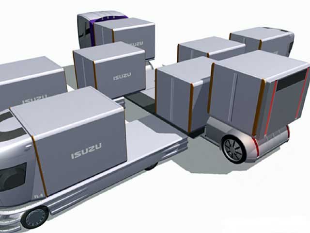 A Flex Box rendszernek hála a nagyobb kamionokról egyszerű mozdulatokkal rakodható át az áru a kisebbekre