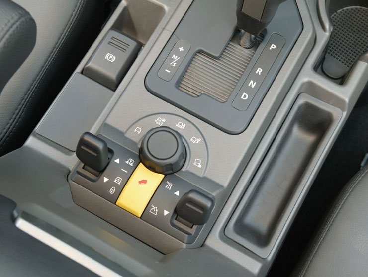 Az ötállású kapcsolóval lehet a sima tereptől a sziklásig választani, a felfüggesztés és a váltó beállításai módosulnak