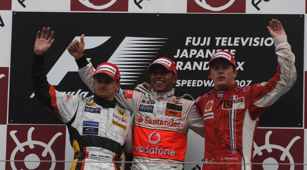 1.Hamilton, 2. Kovalainen, 3. Räikkönen