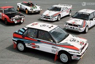 11 rali VB-címet nyertek. Balról a Fulvia HF, a Stratos, a Walter Röhrl-féle Rally 037 és két Delta Integrale