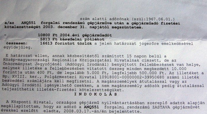 Ez a tétel csak a régi lakóhelyem önkormányzatnál gyűlt