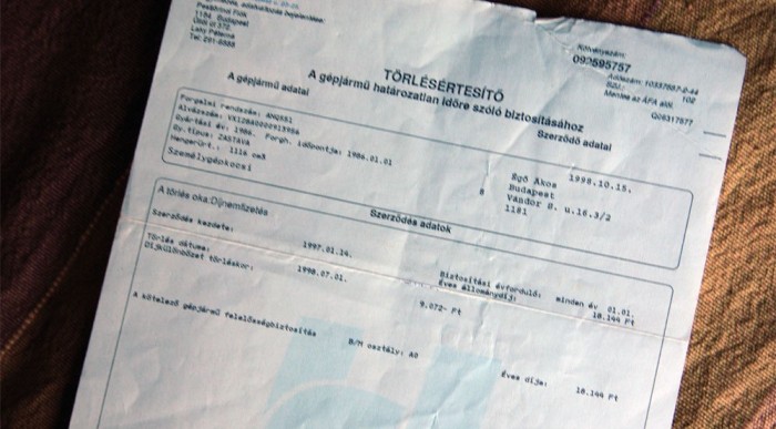 A biztosítónál tudatosult az adásvétel, ők felmondták a joogviszonyt még 98-ban