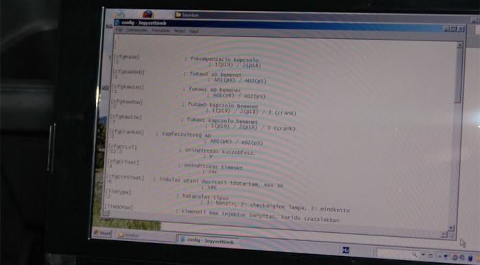 A konfigurációs file részlete