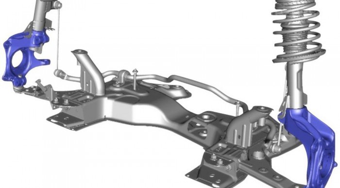 Kettős keresztlengőkar helyett MacPherson az első futómű