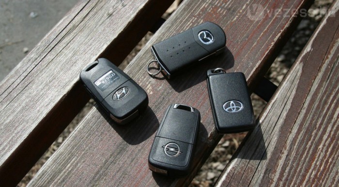 Az automatikusan nyitó-záró Aurisé jeladó, a többié slusszkulcs