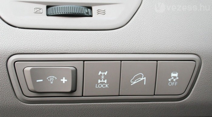 Fixre zárható a 4x4, mellette a leereszkedést segítő lejtmenet-szabályzó gombja