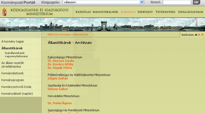 Elég kínos: az előző kormány államtitkárai szerepelnek a kormányzati portálon