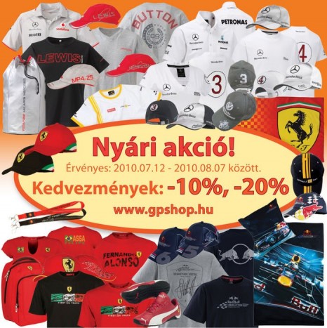Készülj a Magyar Nagydíjra: Sapkák, polók, zászlók