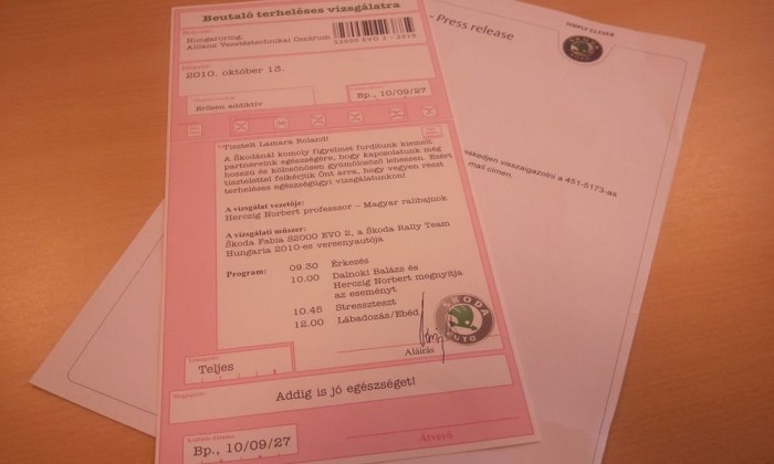 Fabia S2000 receptre 2 Íme a ma reggeli posta legkedvesebb darabja, egy túlméretes egészségügyi beutaló jó adag adrenalinfröccsel