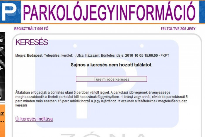 Parkolócédula-biznisz 8 | Vezess Legtöbbször ez az üzenet jött