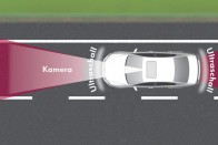 Radarok elöl-hátul a Passatban és ultrahangos érzékelők a kocsi közvetlen környezetének érzékelésére. Automatikus vészfékezésre képes rendszert a Mazdához nem lehet rendelni