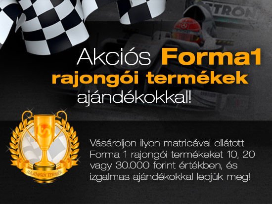 Autósport rajongói termékek akciós áron, egész hétvégén (x)