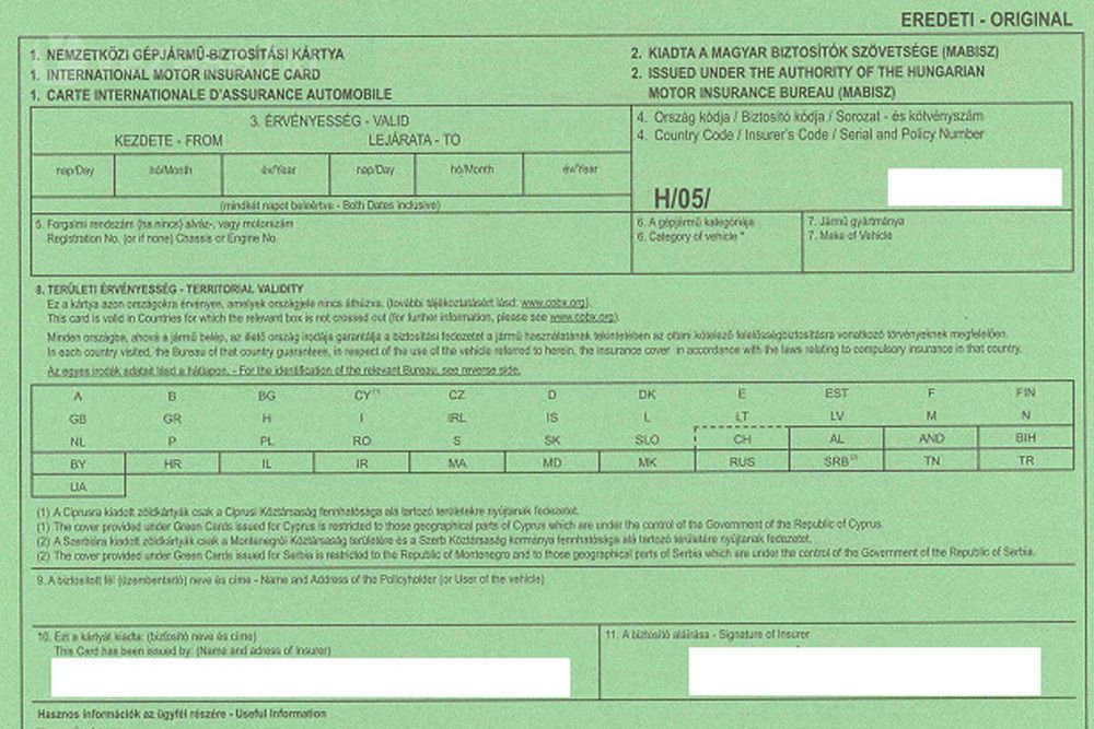 A biztosítási zöldkártya ingyenes