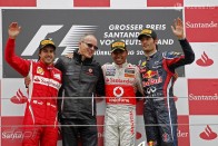 A dobogósok: Alonso (2.), Hamilton (1.) és Webber (2.)