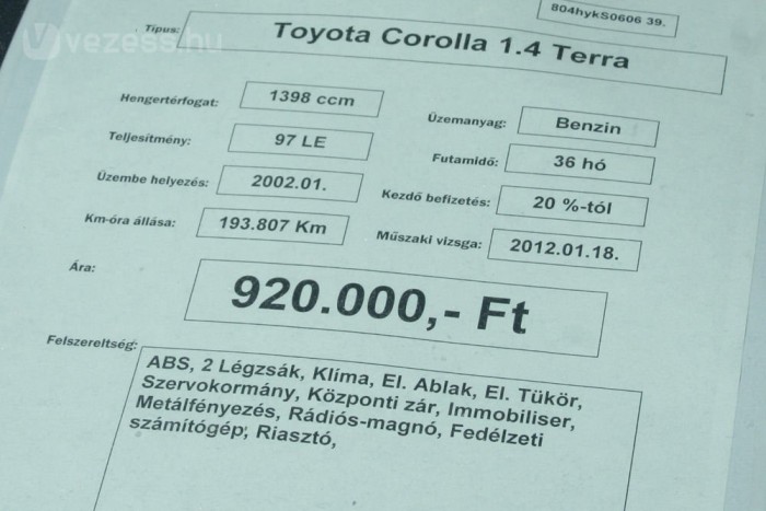 Könnyen és korrekt áron eladhatók a használt Corollák