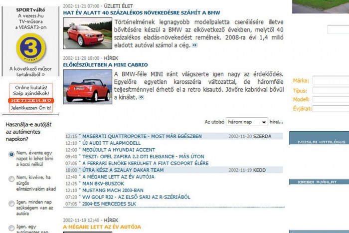 Így nézett ki a vezess.hu 2002-ben