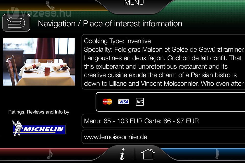 A Guide Michelin információit is tárolja a SYNC, az éttermek leírásával együtt