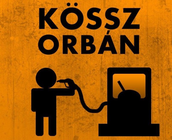 Orbános táblákkal a drága benzin ellen