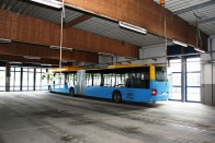 A Chemnitz-i buszgarázsban osztott idejét töltő, gázüzemű MAN Lion's City GL