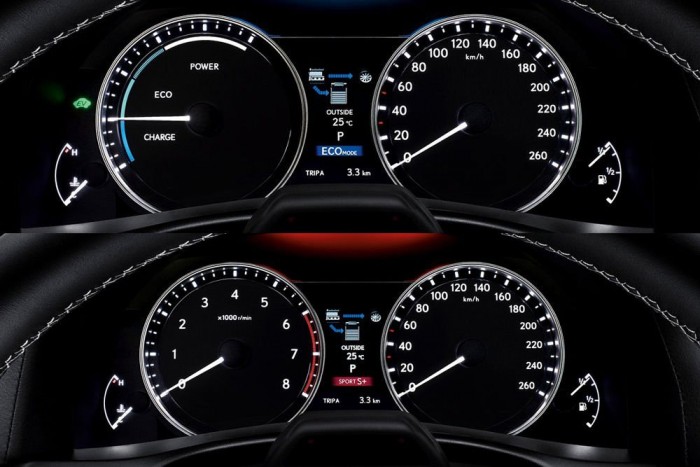 Lexus GS: 345 lóerő, 8,5 literes fogyasztás 19 | Vezess Sport üzemmódban megjelenik a fordulatszámmérő. A műszerfal egy képernyő, az órák virtuálisak