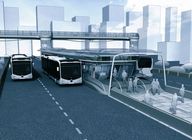 Rióban olimpiai szám lesz a zártpályás, autóbuszos tömegközlekedés 2 A BRT-rendszerben a megállókban van lehetőség kikerülni a műszaki- vagy forgalmi okból álló autóbuszokat
