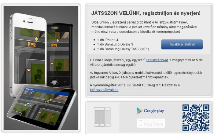 X-játszma – Tudja, kinek van elsőbbsége? 5 | Vezess Az allianz.x-jatszma.hu weboldalon a letöltők és a regisztrálók három táblagépet vagy okostelefont is nyerhetnek