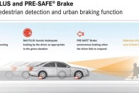 A BAS PLUS és PRE-SAFE fékasszisztens a kamerák segítségével 72 km/órás sebességig képes érzékelni a gyalogosokat, vészhelyzet esetén akár állóra is lefékezi a járművet.
.