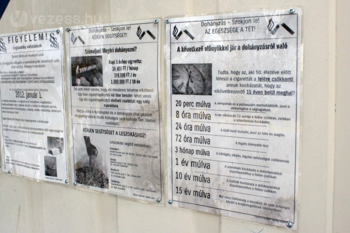 Sosem késő leszokni. A kijelölt dohányzóhelyeken plakátok motiválják a dolgozókat  a cigi letételére