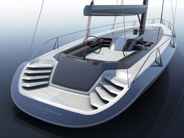 Peugeot Concept Sailboat. 30 méteres vitorlás monocoque szerkezettel, és csaknem teljesen sík dekkel.