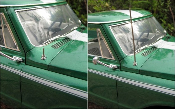 Tenyérnyi trágyahordó: Chevrolet Pickup 4 Filléres, de hatásos: ki-be tologatható az antenna