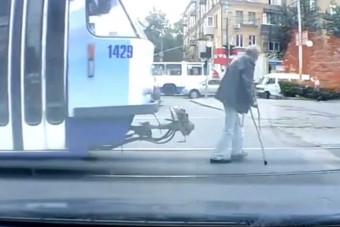 Mankós öreget  lökött fel a villamosvezető