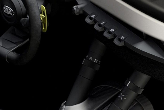 Városi kisautó-tanulmány a Kiától 5 | Vezess A középkonzol két rúd csupán, a sebességváltót és a hangerőt gyűrűk tekergetésével vezérelhetjük