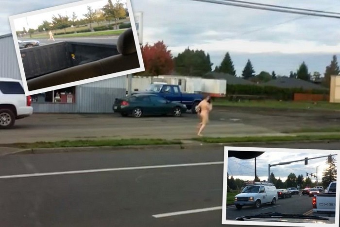 Meztelenül rohangált a négysávos úton