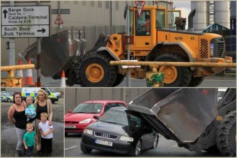 Nyolctonnás markoló csapott le az autósokra