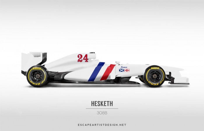 Hesketh 308 - Az egyszerű, egyszínű festést James Hunt emelte legendássá, ezzel sikerült először futamot nyernie