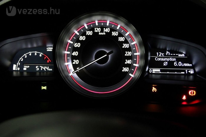 A fordulatszámmérő nem túl hangsúlyos