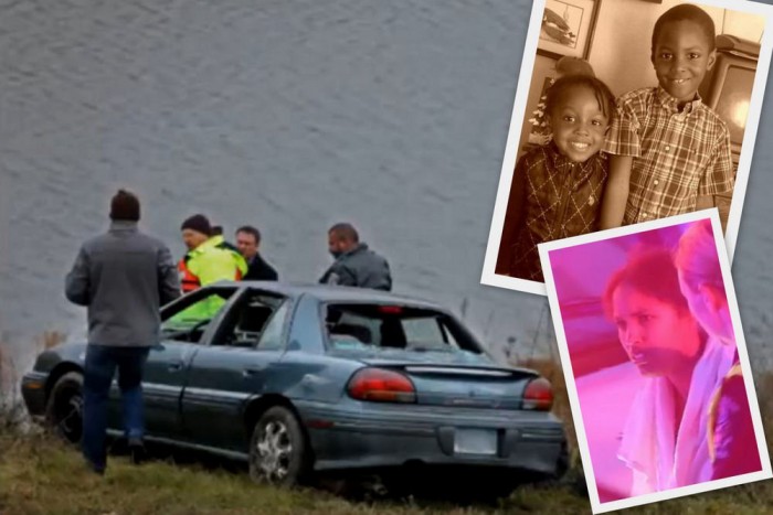 Öt gyerek rekedt a fagyos vízbe esett autóban