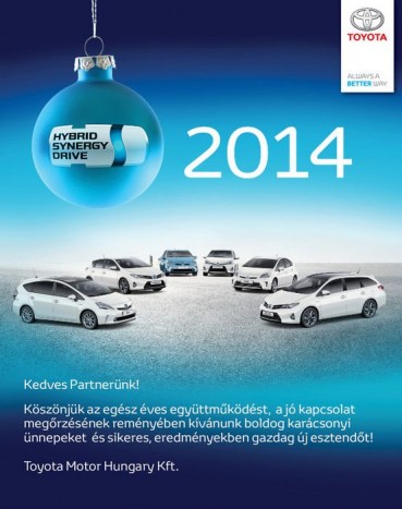 A Toyota kéken képzeli el a karácsonyt. Tisztán, jó szagúan, hibriden