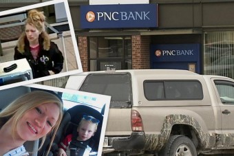 Kisfiával ment bankot rabolni a mintaanya