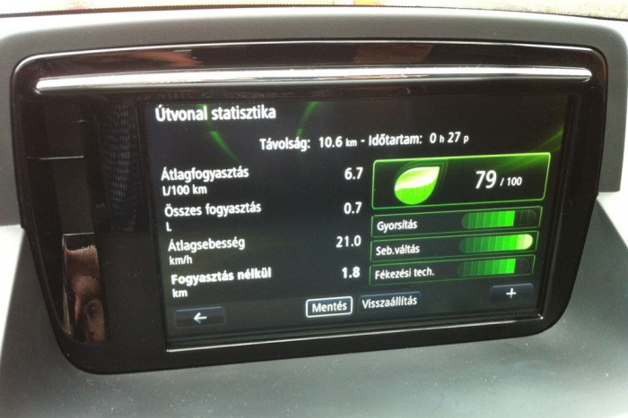Arcműtét után a másodhegedűs 5 A motor leállítása után ilyen szuper kis bizonyítványt állít ki részünkre az autó arról, hogy mennyire voltunk takarékosak