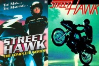 A Knight Rider receptjére készült a fenti című, feledhető sorozat egy motoros igazságosztóról, 1985-ben. Ami KITT-nek a Turbo Boost volt, az a Street Hawk-nak a Hyperthrust. Csodás '80-as évekbéli gagyi az egész, kortárs zenével, VHS-minőségben fogyasztandó. A motorkerékpár maga különben egy jó 30 lóerős Honda XR500 enduró volt, bár némely jelenetekben más modellekből faragott csodabringákat is felhasználtak.