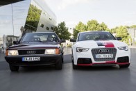 Balra az első TDI, a '89-es Audi 100 2.5TDI. Jobbra a legújabb prototípus, az elektromos kompresszoros RS5 TDI Concept