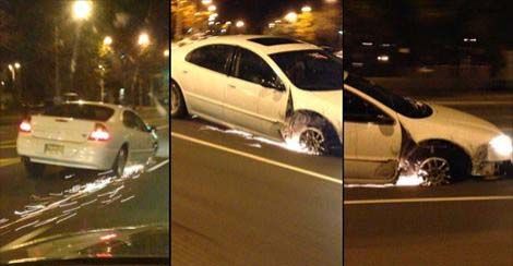 Belét húzta, de szikrázva haladt a roncsautó