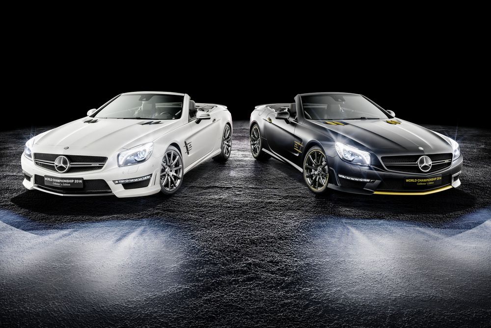 A konstruktőri világbajnoki cím tiszteletére két, limitált szériás SL 63 AMG csúcs-roadstert készül kibocsátani a Mercedes. Az autókat Hamilton és Rosberg álmodta meg.
