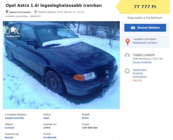 Megint megvan a nap hirdetése: Opel Astra, halálos iramban 6