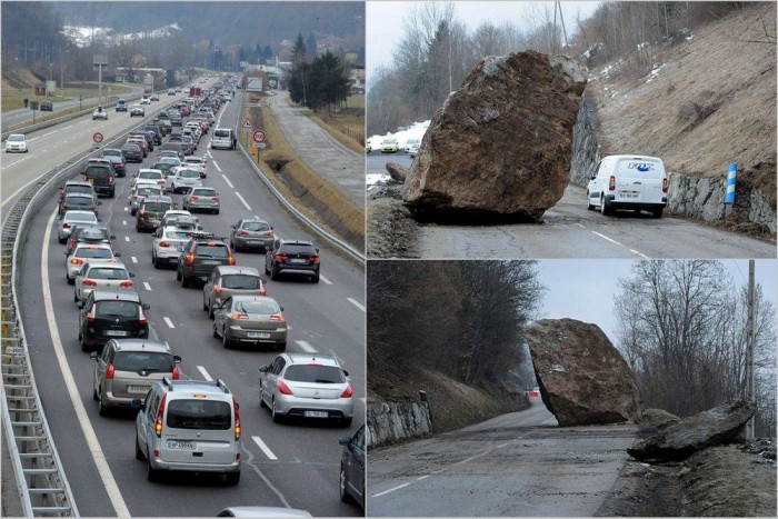 Ötventonnás szikla zuhant az útra 3