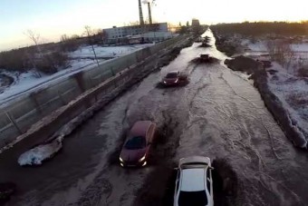 Folyóvá változott egy út Oroszországban