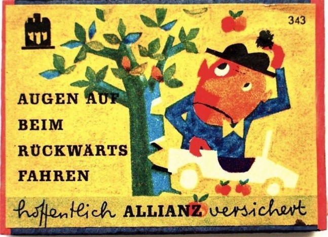 Biztonságban az utakon 125 éve 6 | Vezess Autós jótanácsok az Allianztól, gyufásdobozokon